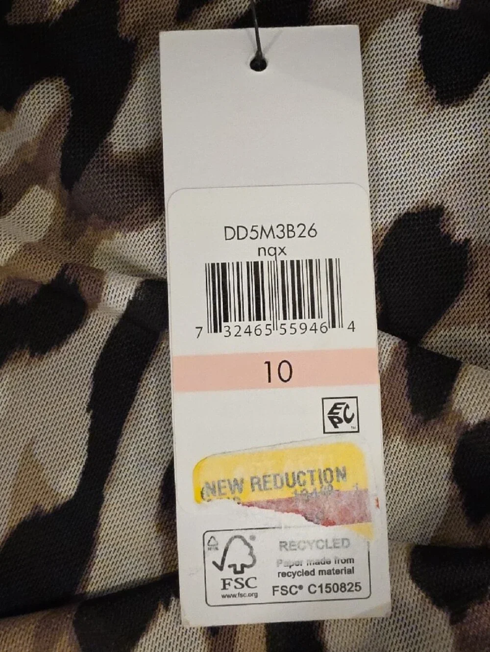 DKNY ruched Beige&Black Leopard-Print Midi Dress size 10 new with tags